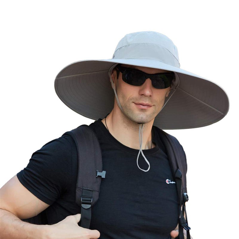 Leotruny Super Wide Brim Bucket Hat UPF50+ Waterproof Sun Hat for Fishing Hiking Camping (C01-Light Grey) - Image 1